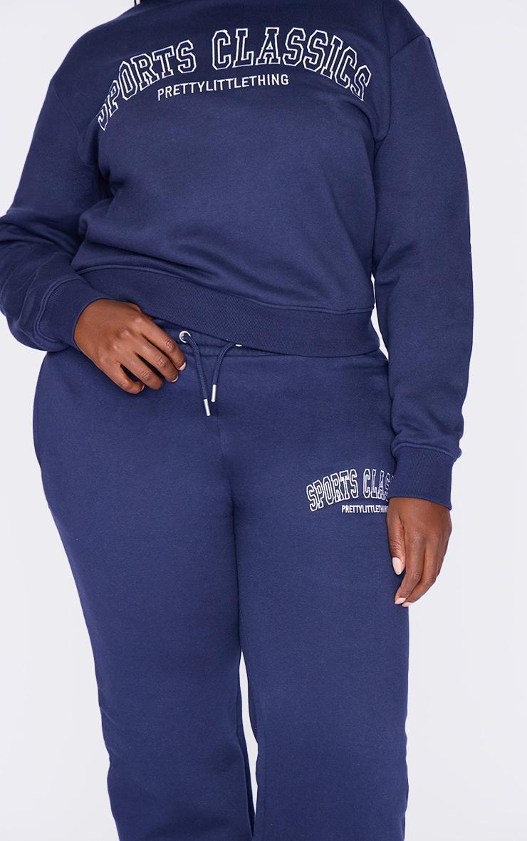 Plus Navy Sports Classic Embroidered Cuffed Sweatpants Product Image