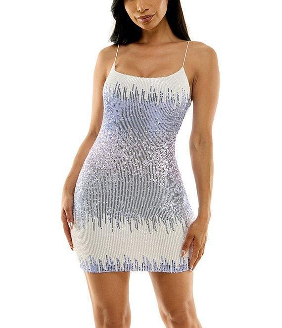 B. Darlin Scoop Neck Bungee Strap Pull-On Heartbeat Sequin Dress Product Image