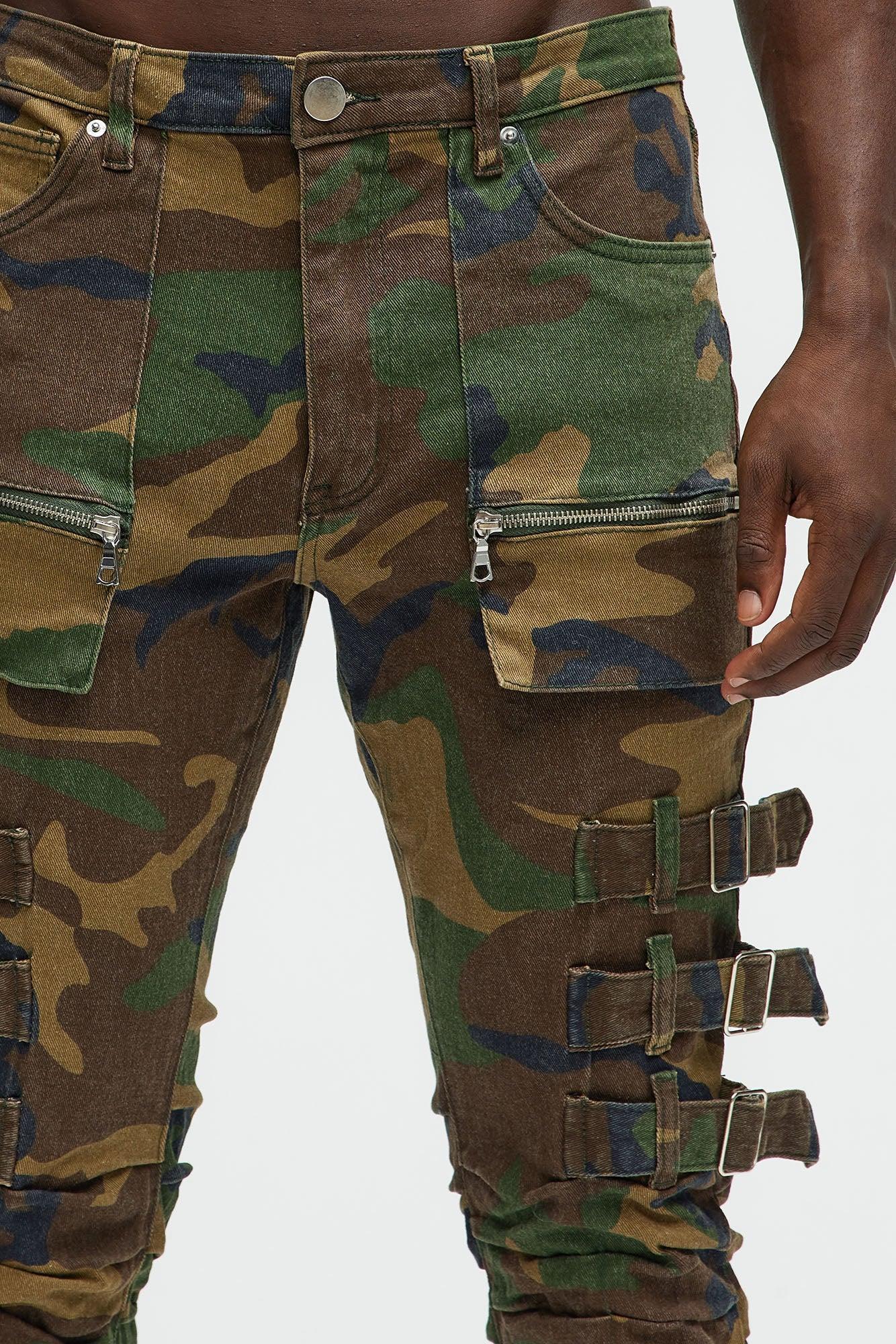 Pleat Me Down Stacked Skinny Flare Pants - Camouflage Product Image