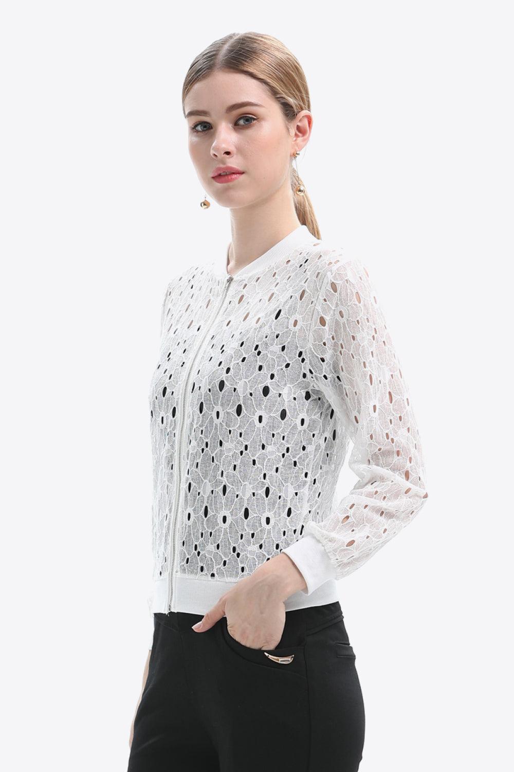 Openwork Zip Up Jacket Product Image