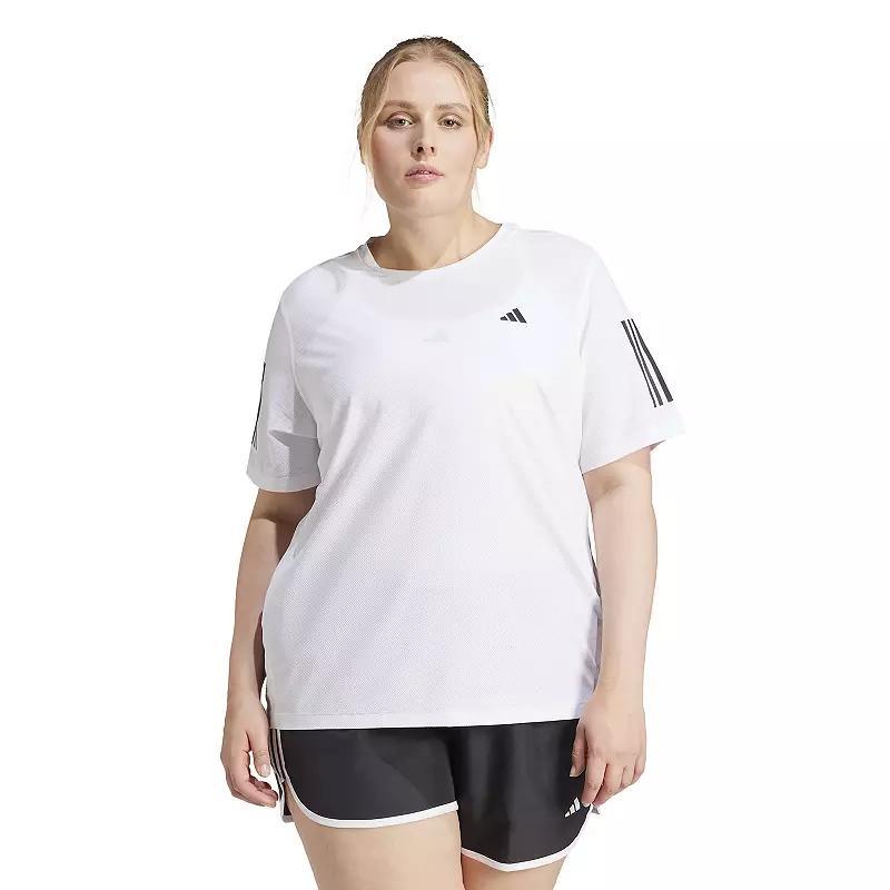 adidas Own The Run Tee (Plus Size) Pink Fusion 2X Womens Product Image