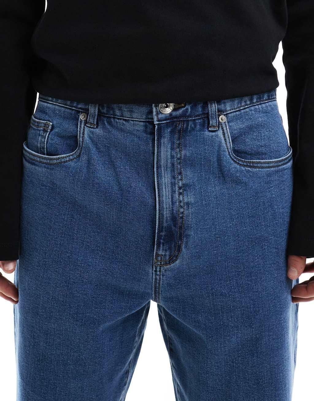 Farah Hawtin relaxed fit jeans in mid wash blue Product Image