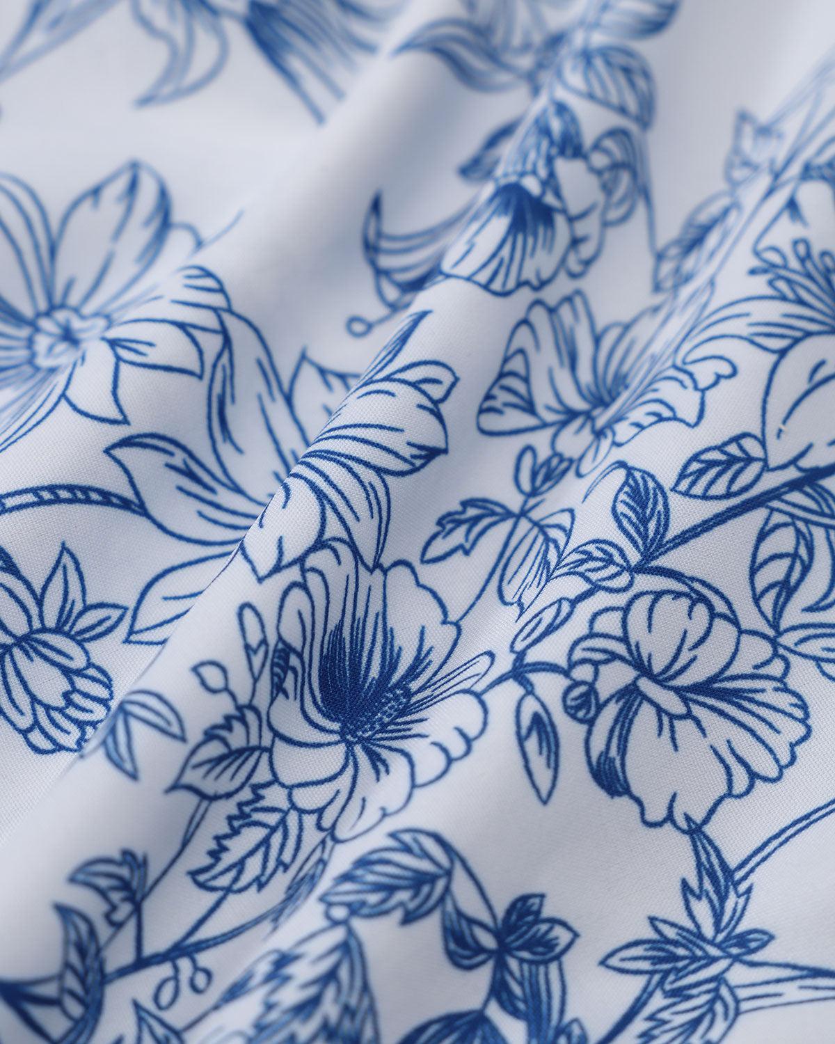 Blue Floral Tiered Halter Mini Dress Product Image