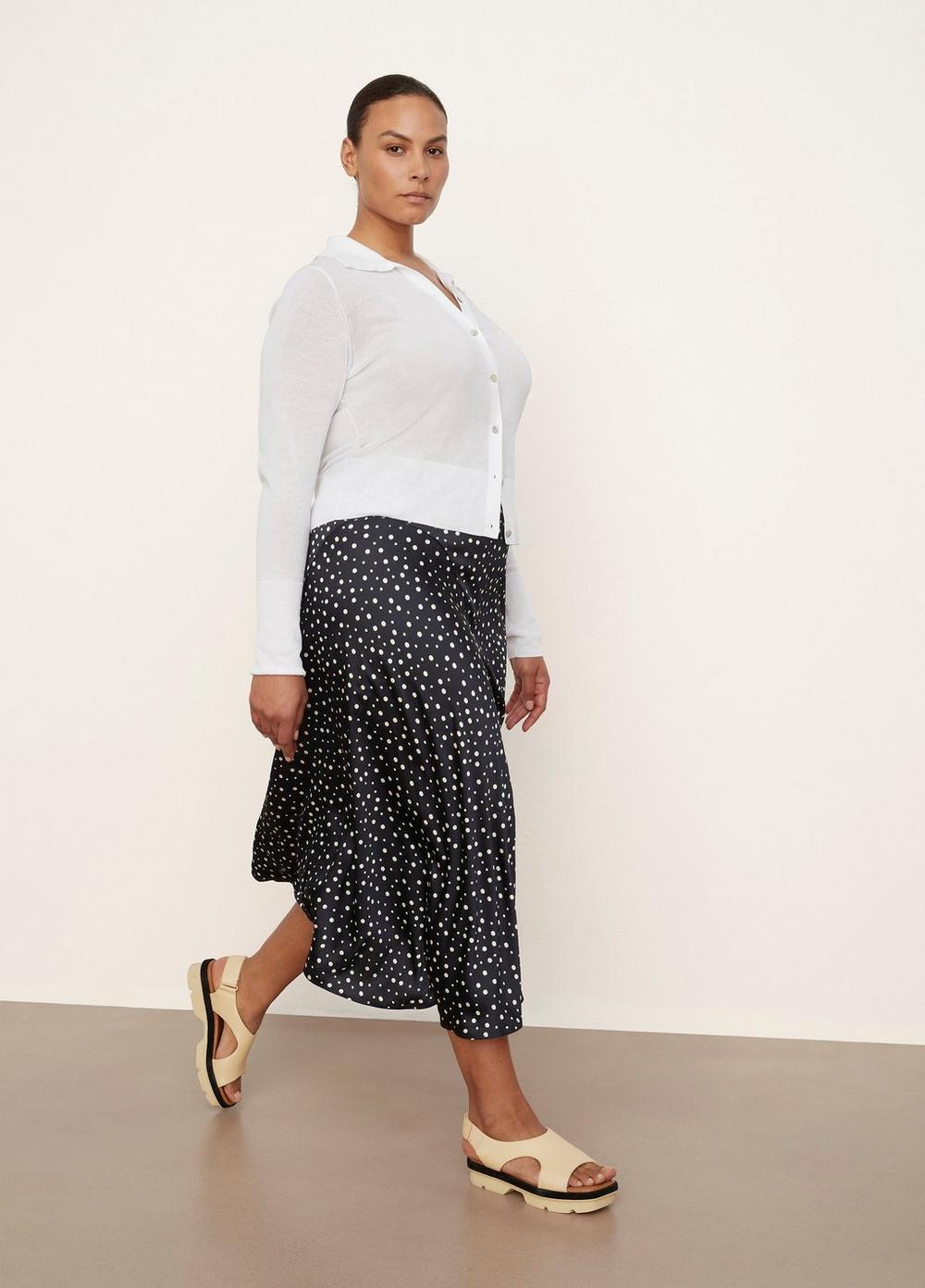Womens Tossed Dot Draped Knot Skirt, Deep Marine, Size 1XL Vince Product Image