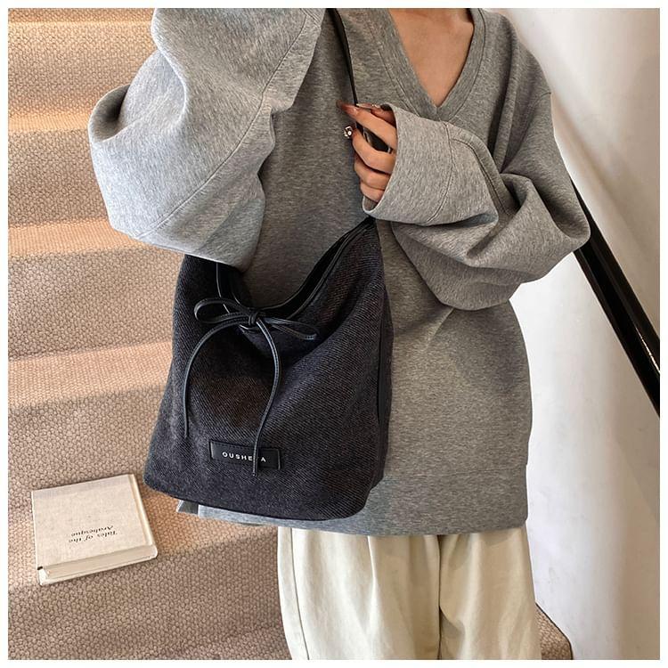 Lettering Ribbon Accent Shoulder Bag Product Image