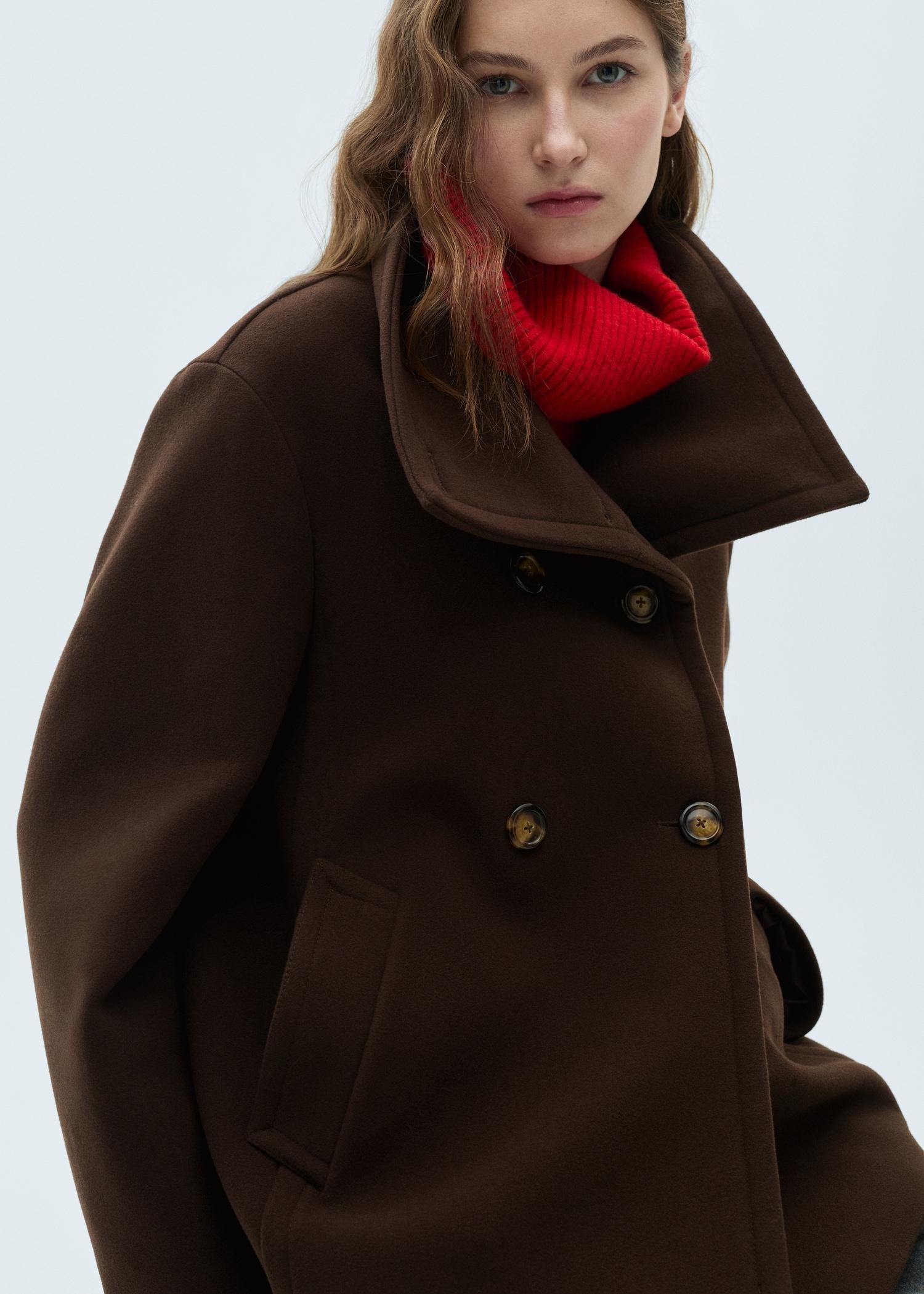 Short virgin wool coat - Women | MANGO USA Product Image