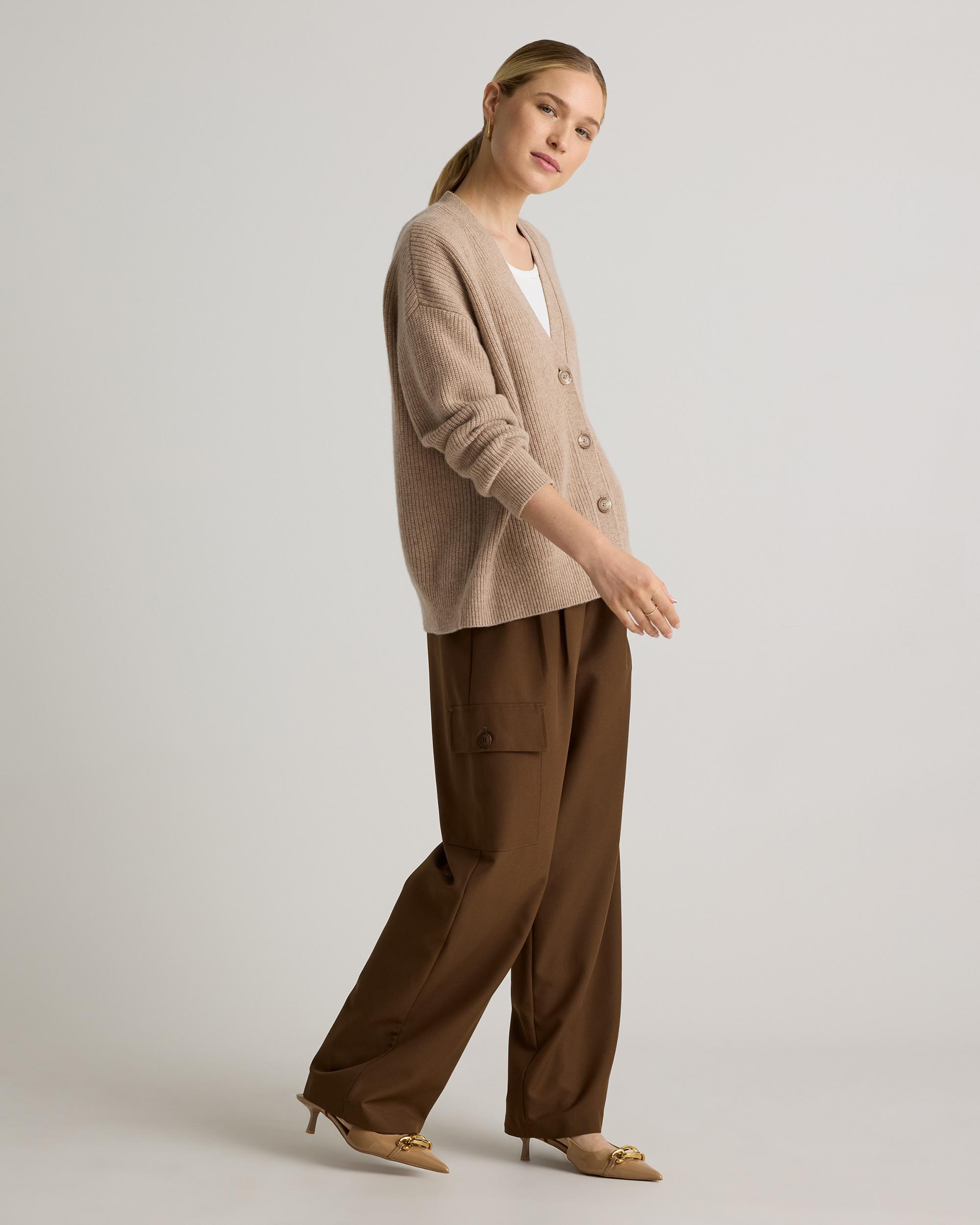 Quince | Women's Mongolian Cashmere Fisherman Boxy Cropped Cardigan Sweater Size XL Product Image