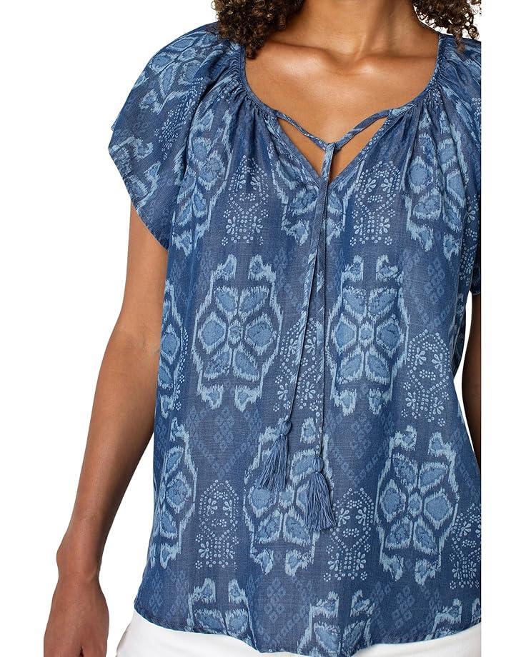 Petite Collared Camp Shirt With Hi-low Hem Product Image