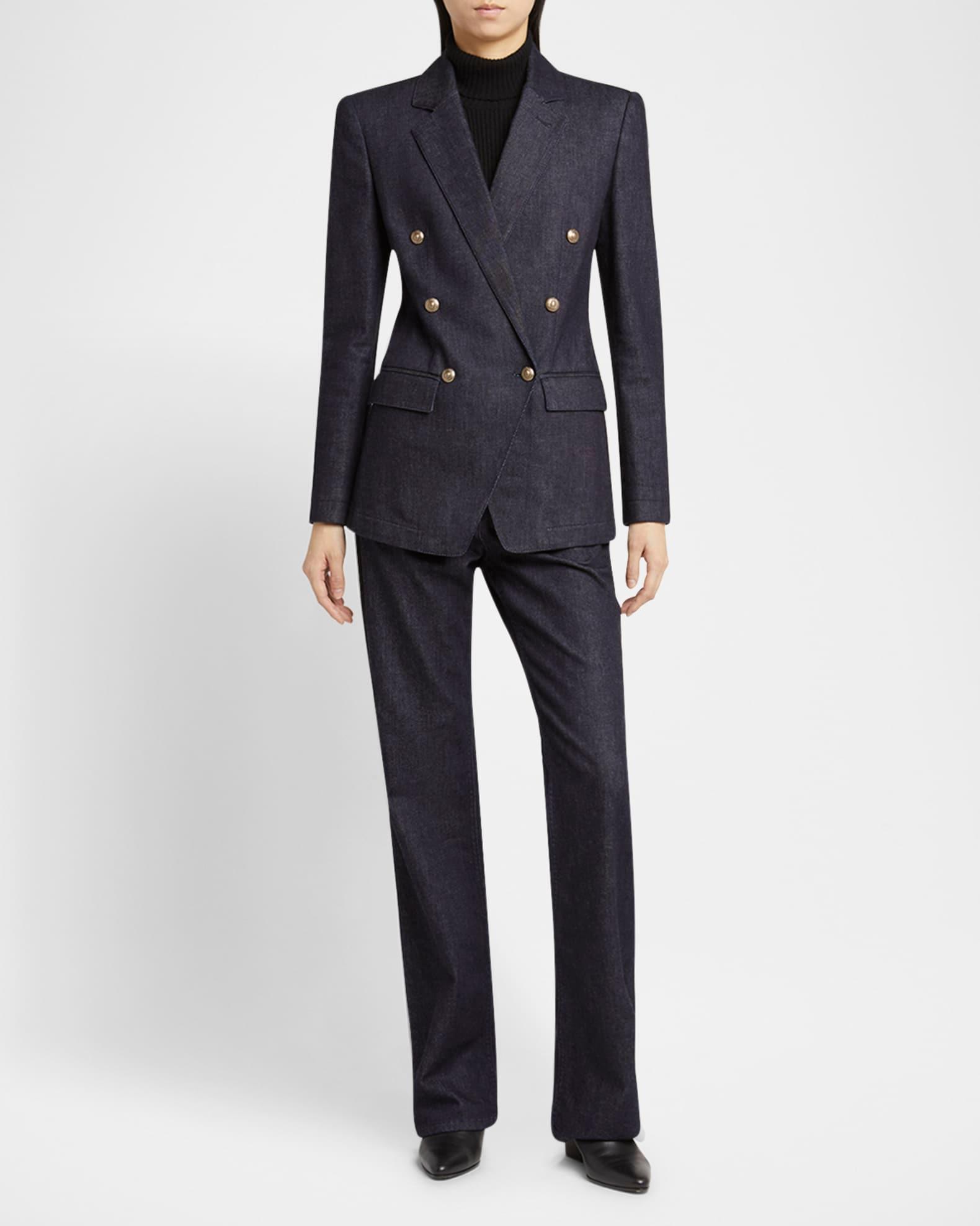 Cotton-Cashmere Denim Straight-Leg Trousers Product Image