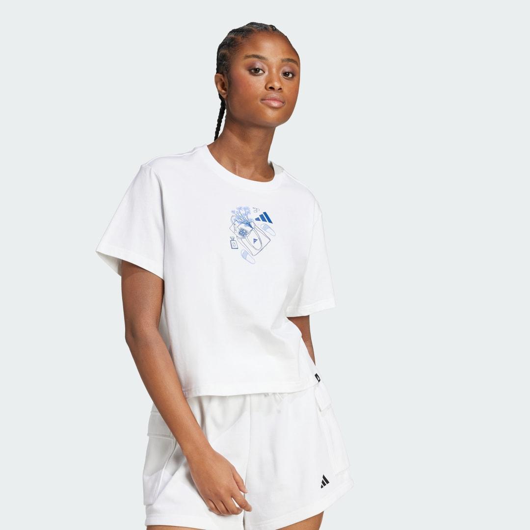 adidas Mini Graphic Tee Clear Pink S Womens Product Image