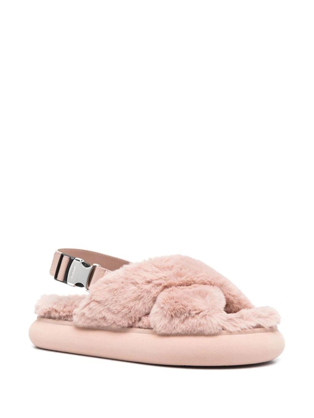 MONCLER Solarisse Womens Leather Open Toe Slingback Sandals In Pink Product Image