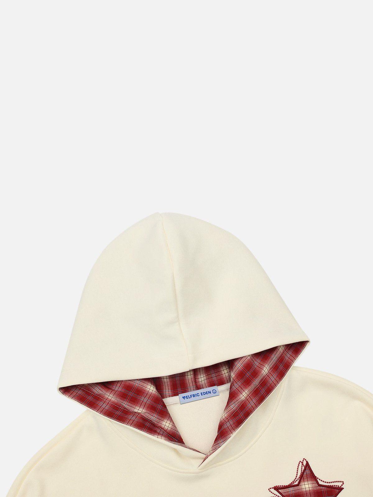 Aelfric Eden Plaid Embroidery Star Hoodie Product Image