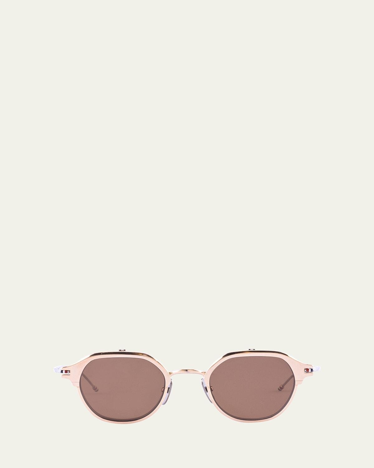 Mens Titanium Round Clip-On Sunglasses Product Image