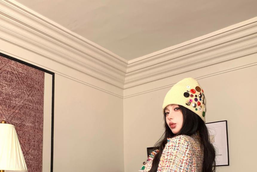 Frayed Multicolor Knit Jacket Product Image