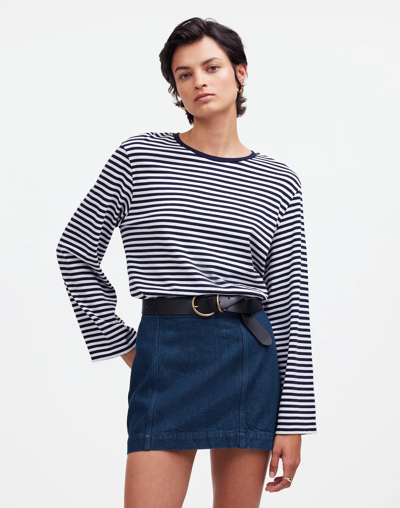 Denim Seamed Mini Skirt in Maytown Wash Product Image