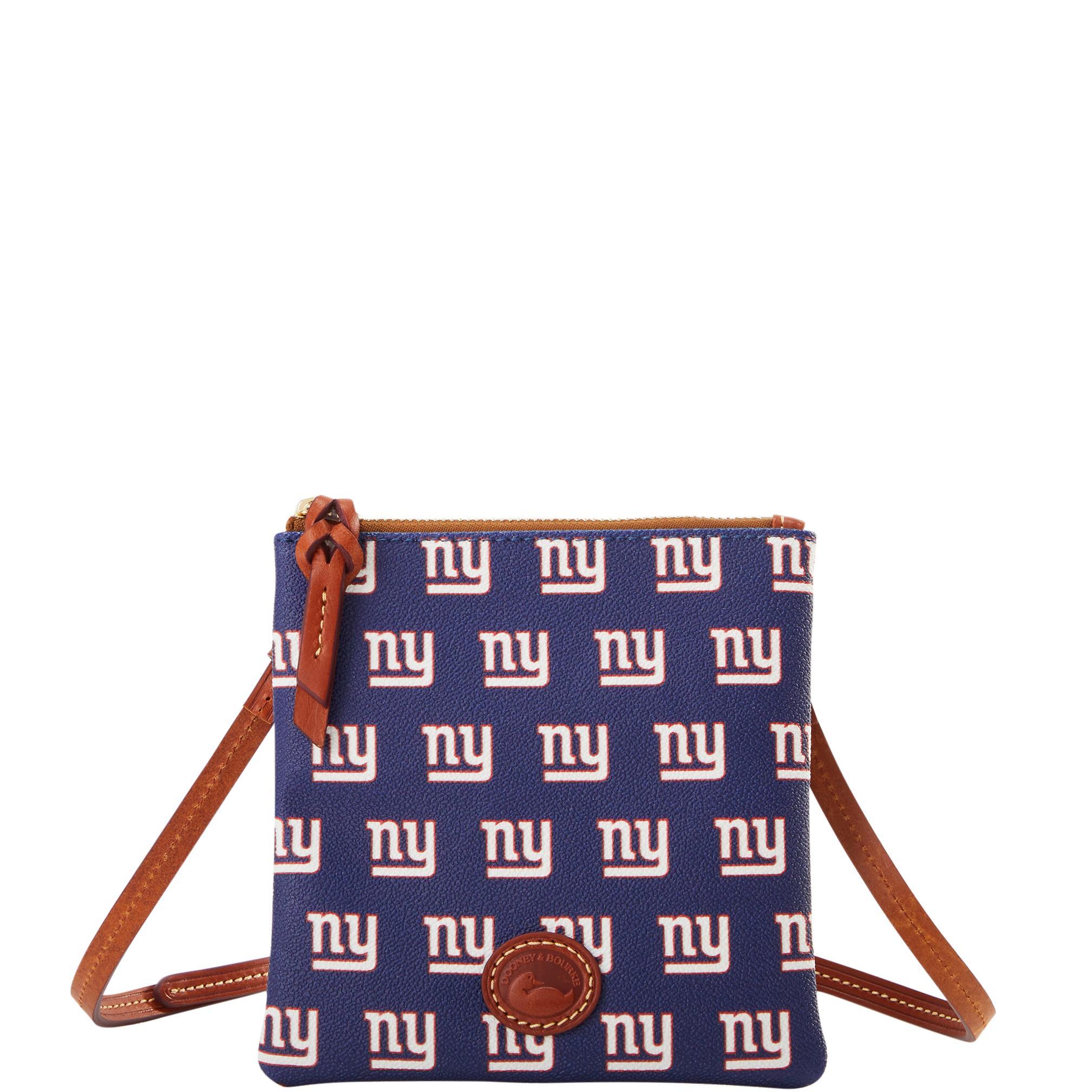 Dooney & Bourke Womens NFL NY Giants Small North South Top Zip Crossbody Coated Cotton Shoulder Bag in Navy Product Image