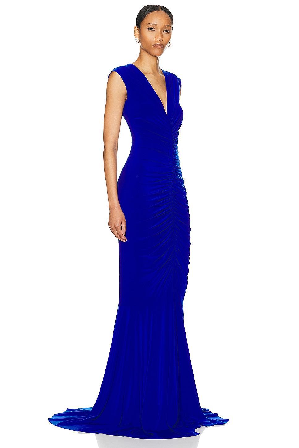 Womens Sleeveless Shirred Fishtail Gown Product Image