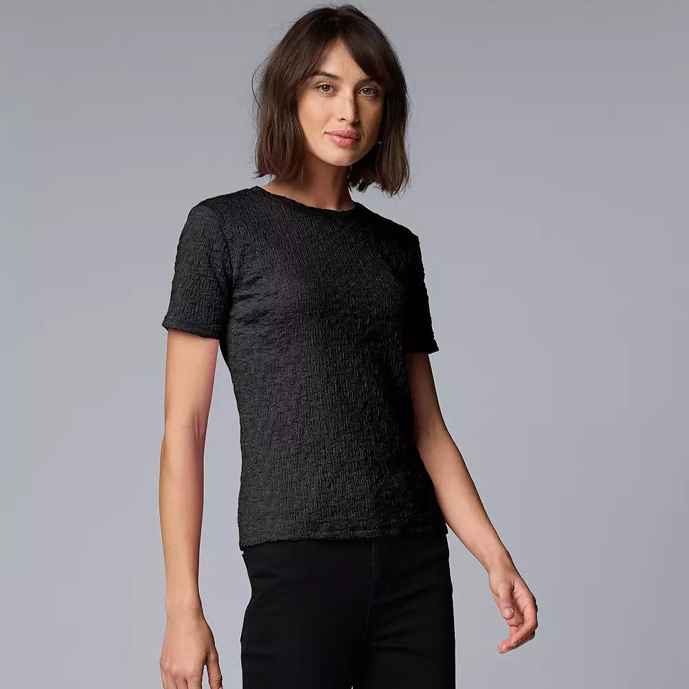 Petite Simply Vera Vera Wang® Texture Tee, Women's, Size: XL Petite, Whisper White Product Image