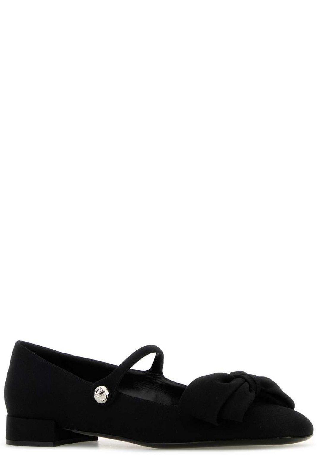 VALENTINO GARAVANI Black Mary Janes With Bow Detail In Crepe Fabric Woman In Multicolor Product Image