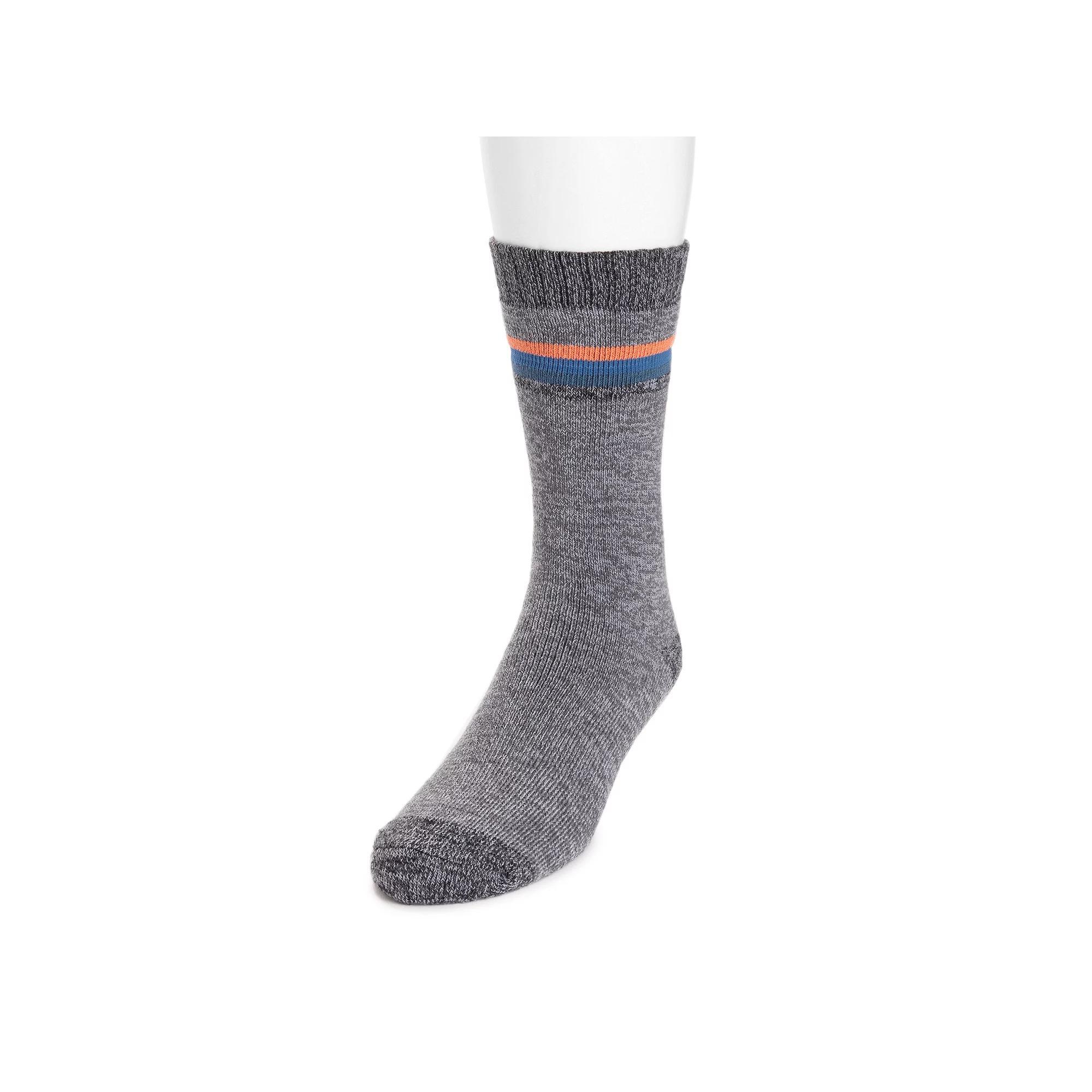 Men's MUK LUKS Stripe Top Crew Socks, Brown Tree Product Image