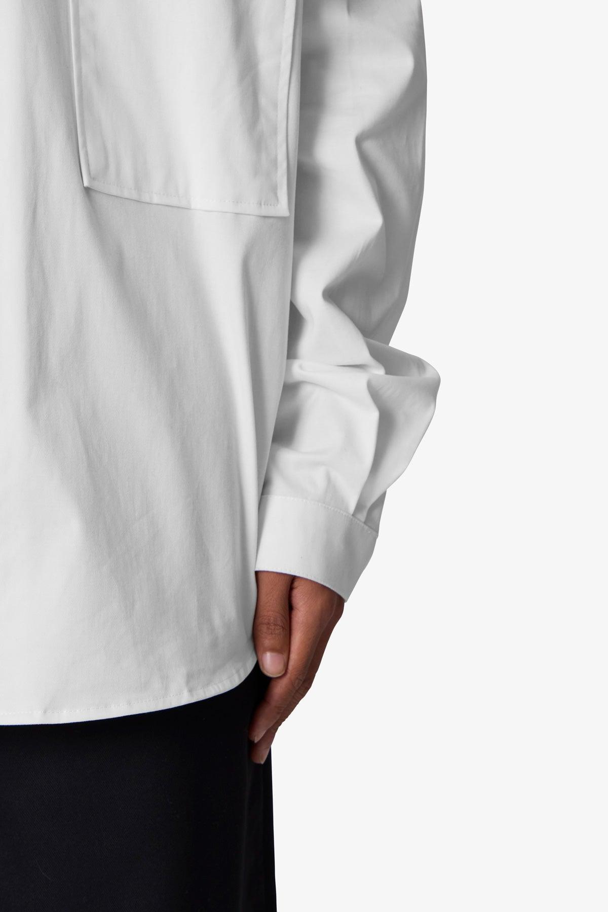 Oversized Cotton Button Up Shirt - White Product Image