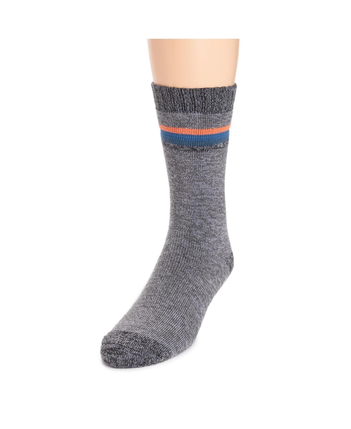 Men's MUK LUKS Stripe Top Crew Socks, Brown Tree Product Image