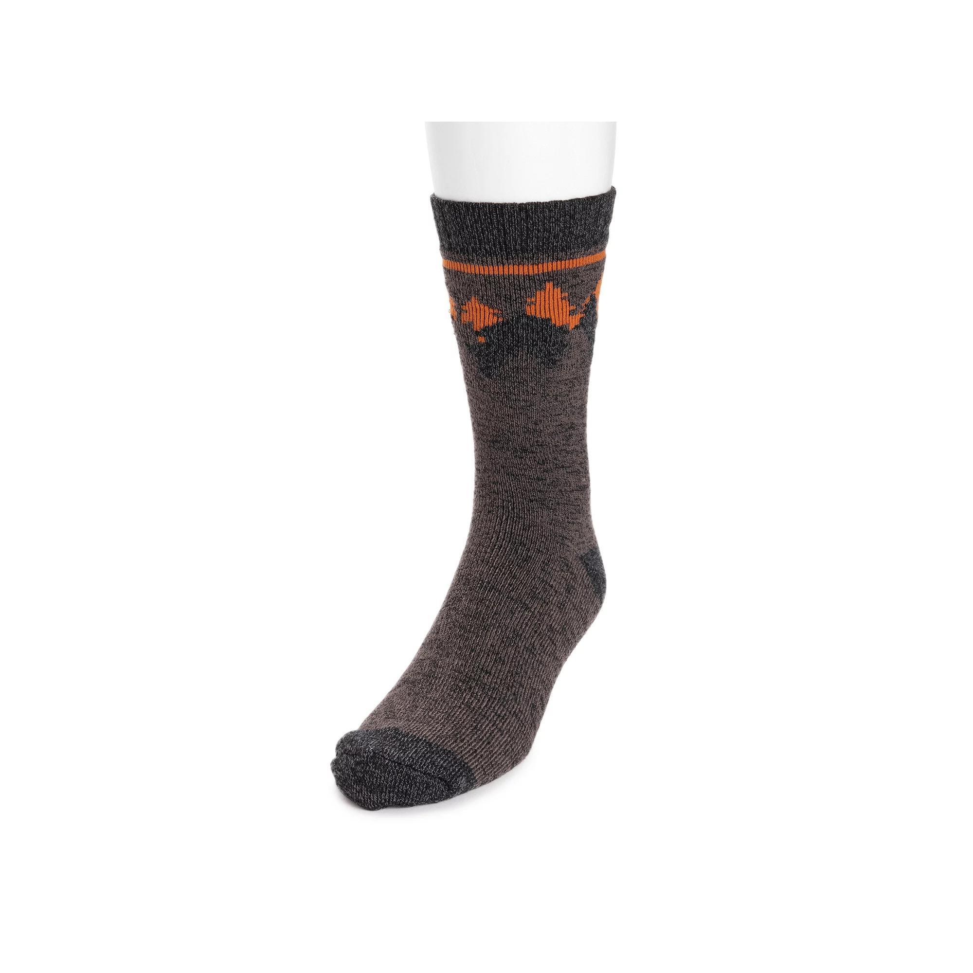 Men's MUK LUKS Stripe Top Crew Socks, Brown Tree Product Image