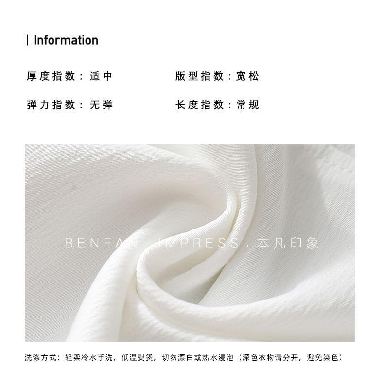 Long Sleeve V-Neck Plain Blouse Product Image