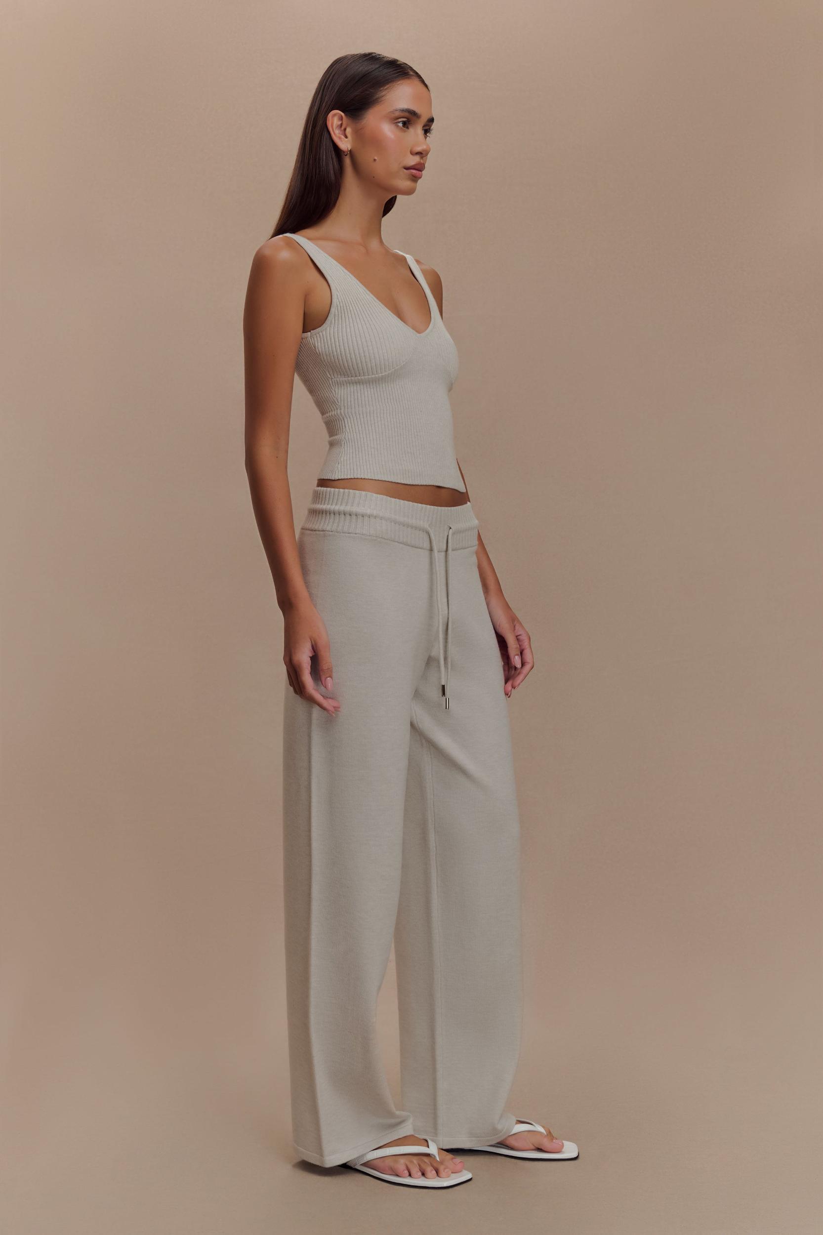 Natalya Ribbed Knit Cami Top - Heather Grey Marle Product Image