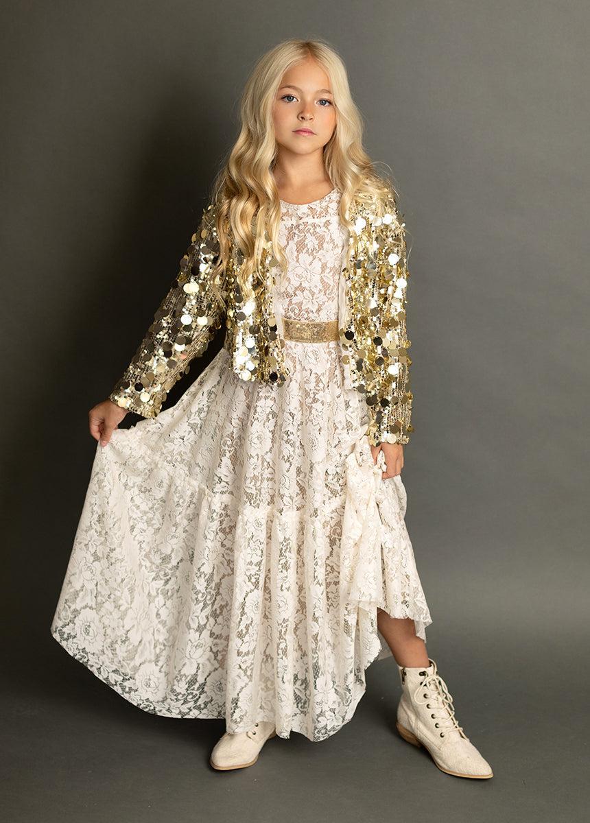 Angie Dress in Cream Girls Product Image