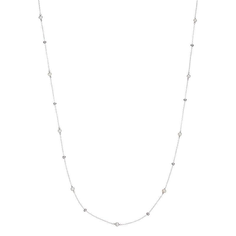 Sterling Silver Freshwater Cultured Pearl Beaded Long Necklace, Women's, Size: 36", White Product Image