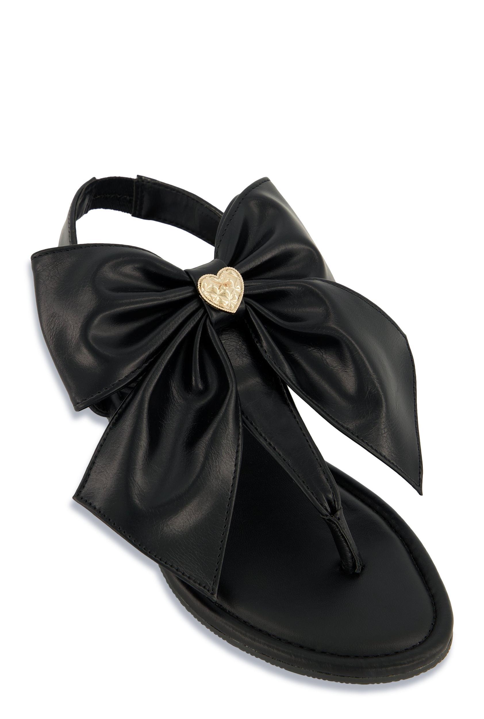 Womens Heart Charm Bow Corded Thong Sandals Product Image