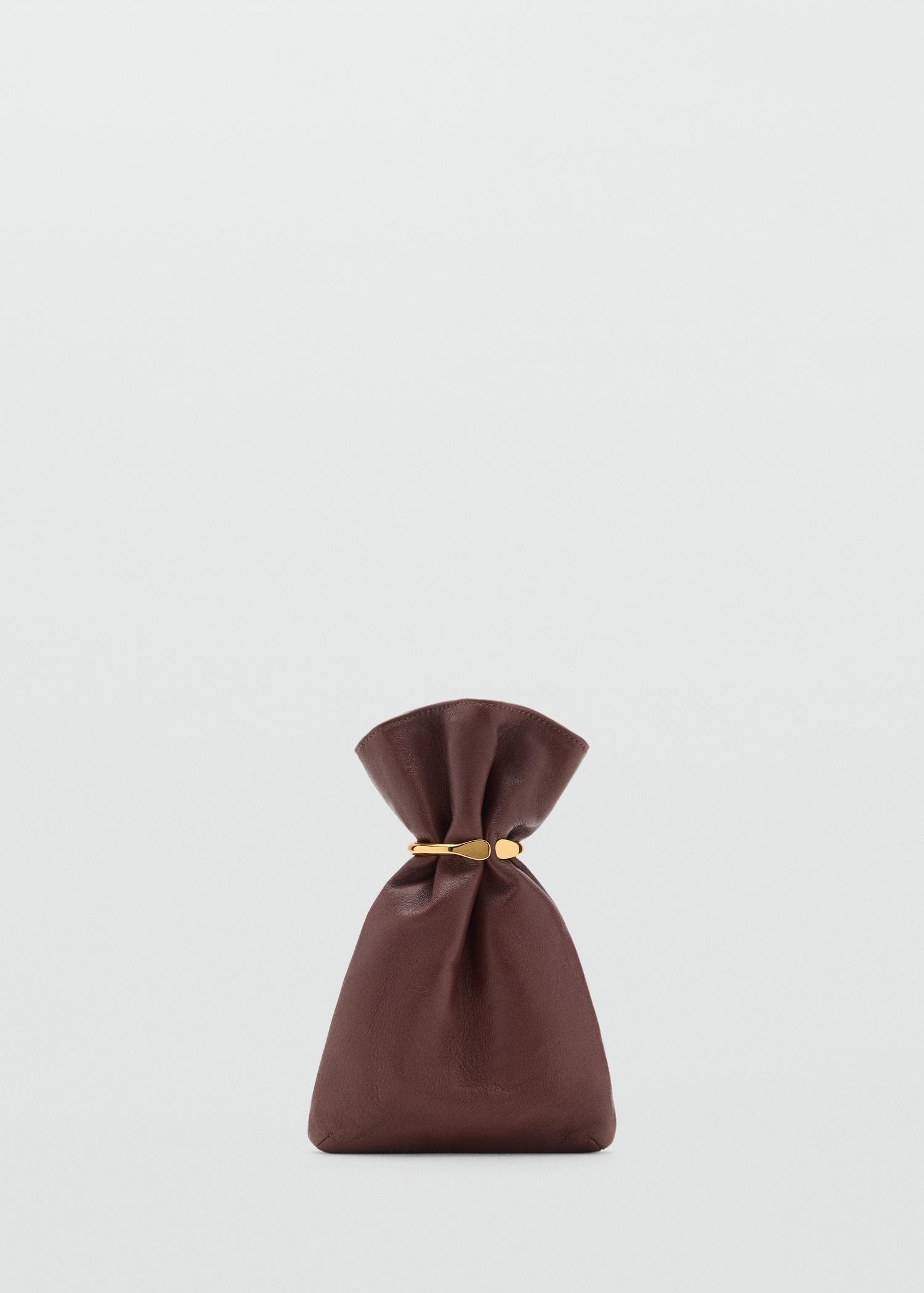 Leather sack-style bag with metallic detail - Women | MANGO USA Product Image