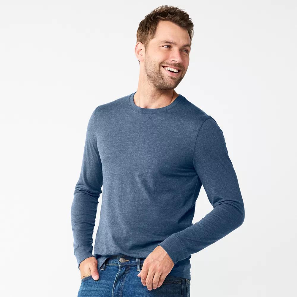 Men's Sonoma Goods For Life® Supersoft Long Sleeve Crewneck Tee, Size: Medium, Mineral Blue Product Image