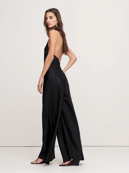 Satin Halter Jumpsuit Product Image