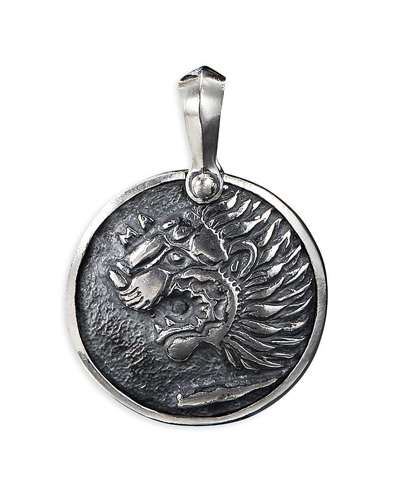 Mens Petrvs Lion Coin Amulet in Sterling Silver, 25mm Product Image