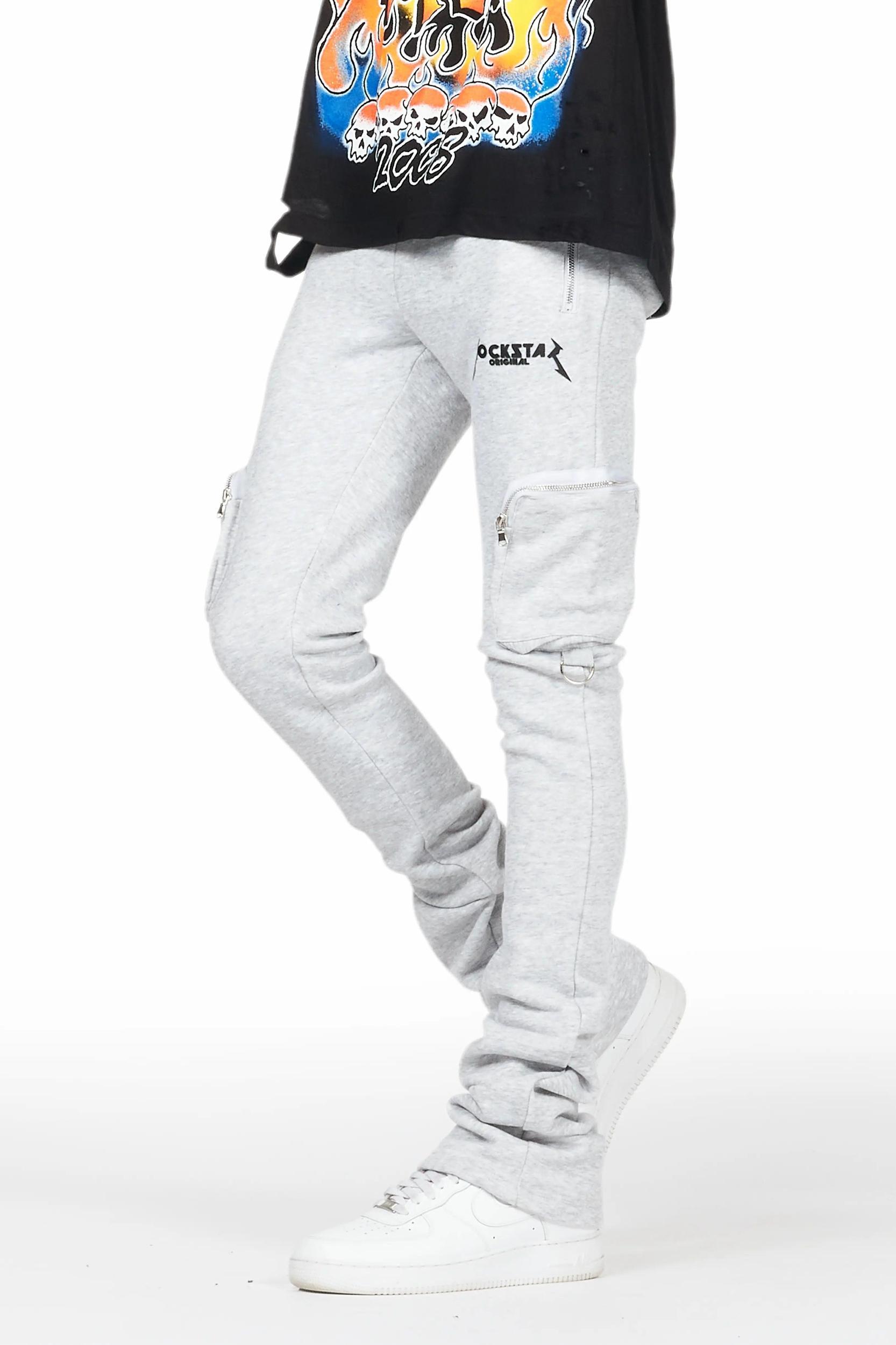 Colin Heather Grey Stacked Flare Trackpant Male Product Image
