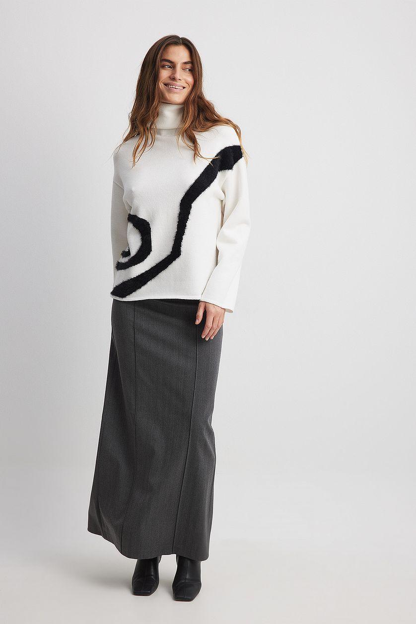 High Neck Knitted Contrast Detail Sweater Product Image