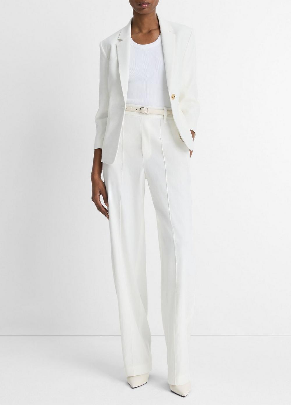 Linen-Blend Shrunken Blazer Product Image