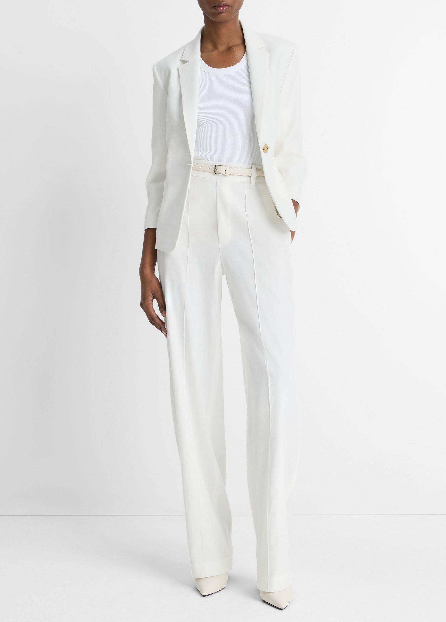 Linen-Blend Shrunken Blazer Product Image