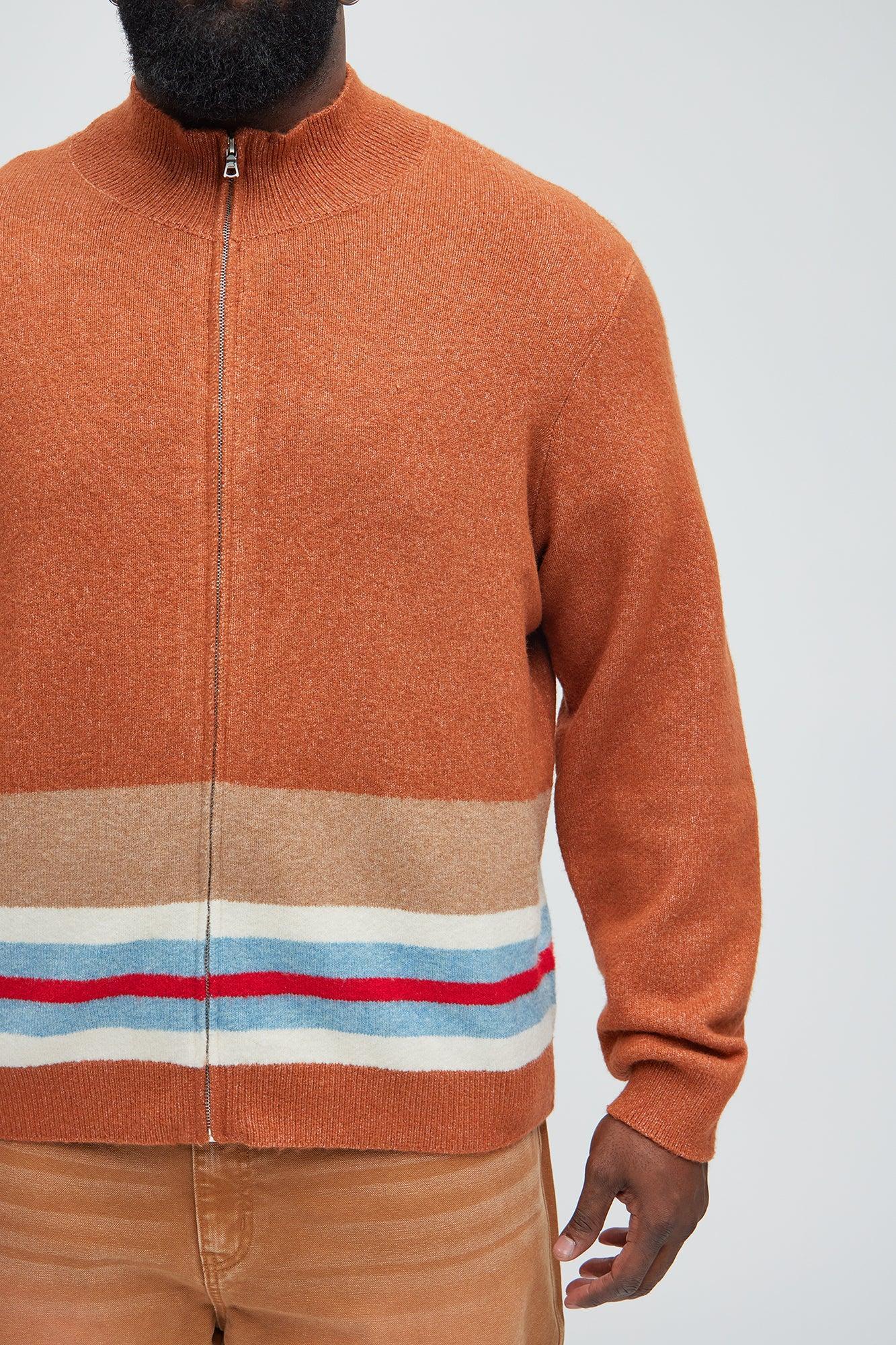 Wait Is Over Zip Sweater - Brown/combo Product Image