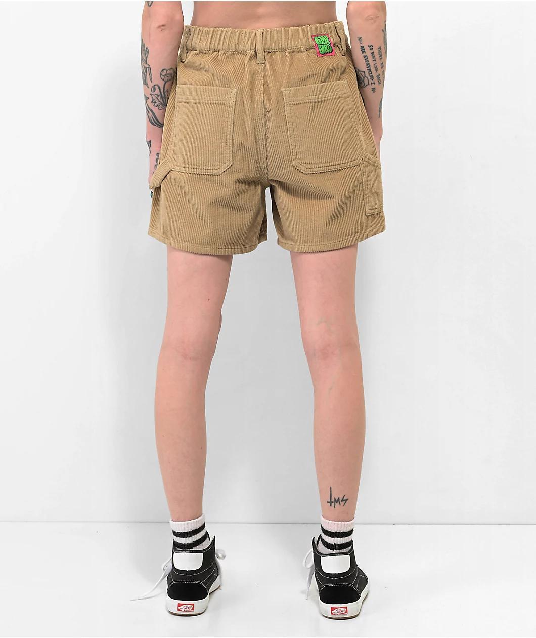 Empyre Laurel Khaki Corduroy Carpenter Shorts Product Image