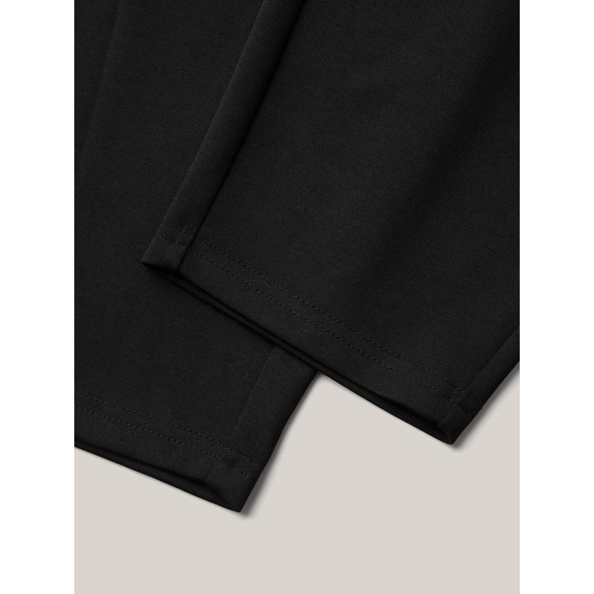 Plus Size Pleated Stretchy Waist Skinny-Fit Pants Women Black Workwear Essentials Bodycon Mid Rise Work Pants BloomChic 26/4X Product Image