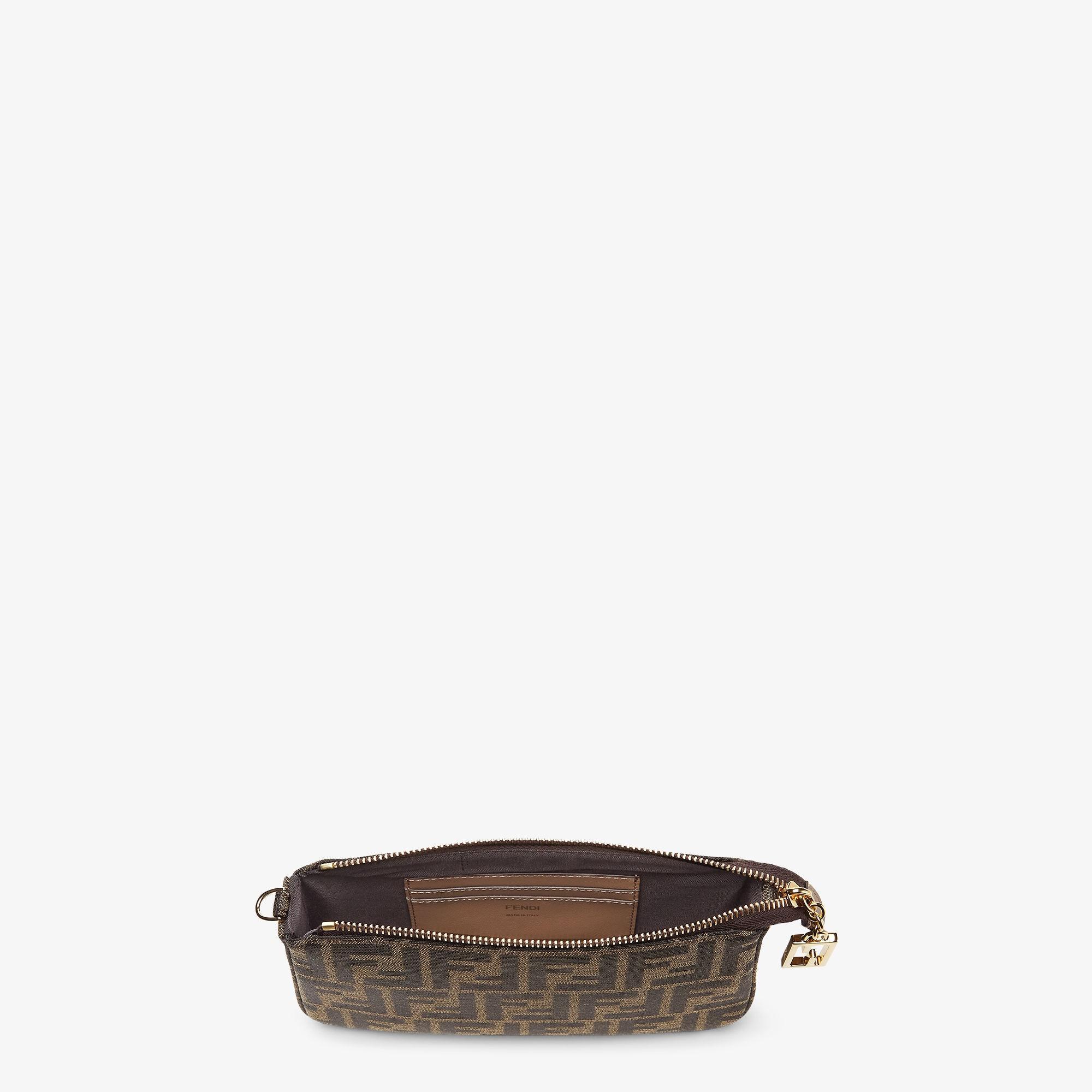 Baguette PouchBrown jacquard FF fabric clutch with chain Product Image