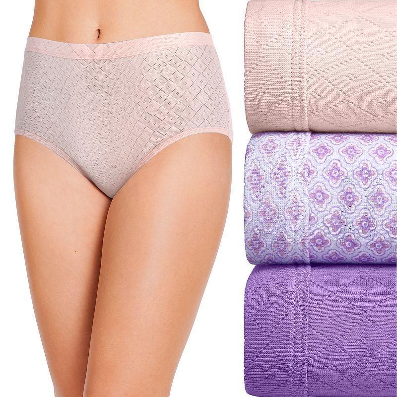 Womens Jockey Elance Breathe 3-pack Pointelle Briefs Panty Set 1542 Purple Veil Asst Product Image