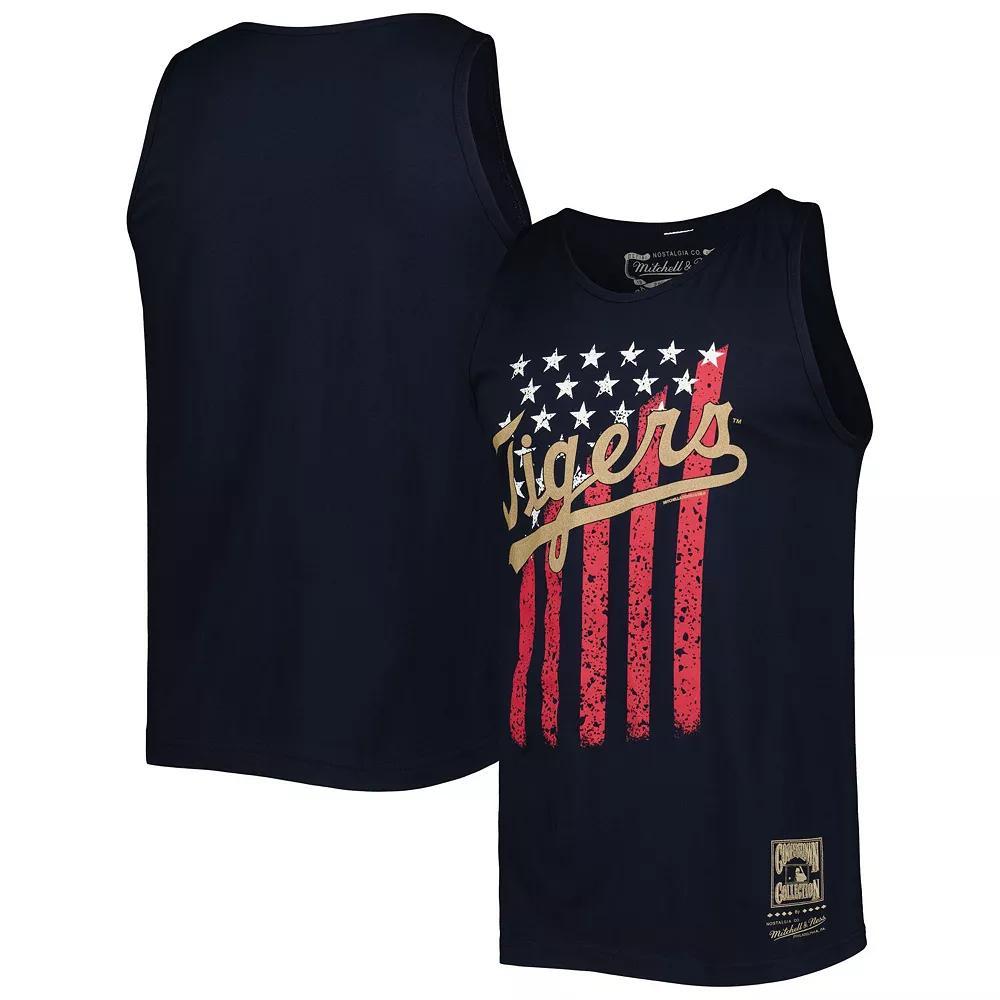 Men's Mitchell & Ness Navy Detroit Tigers Cooperstown Collection Stars and Stripes Tank Top, Size: 2XL, Blue Product Image