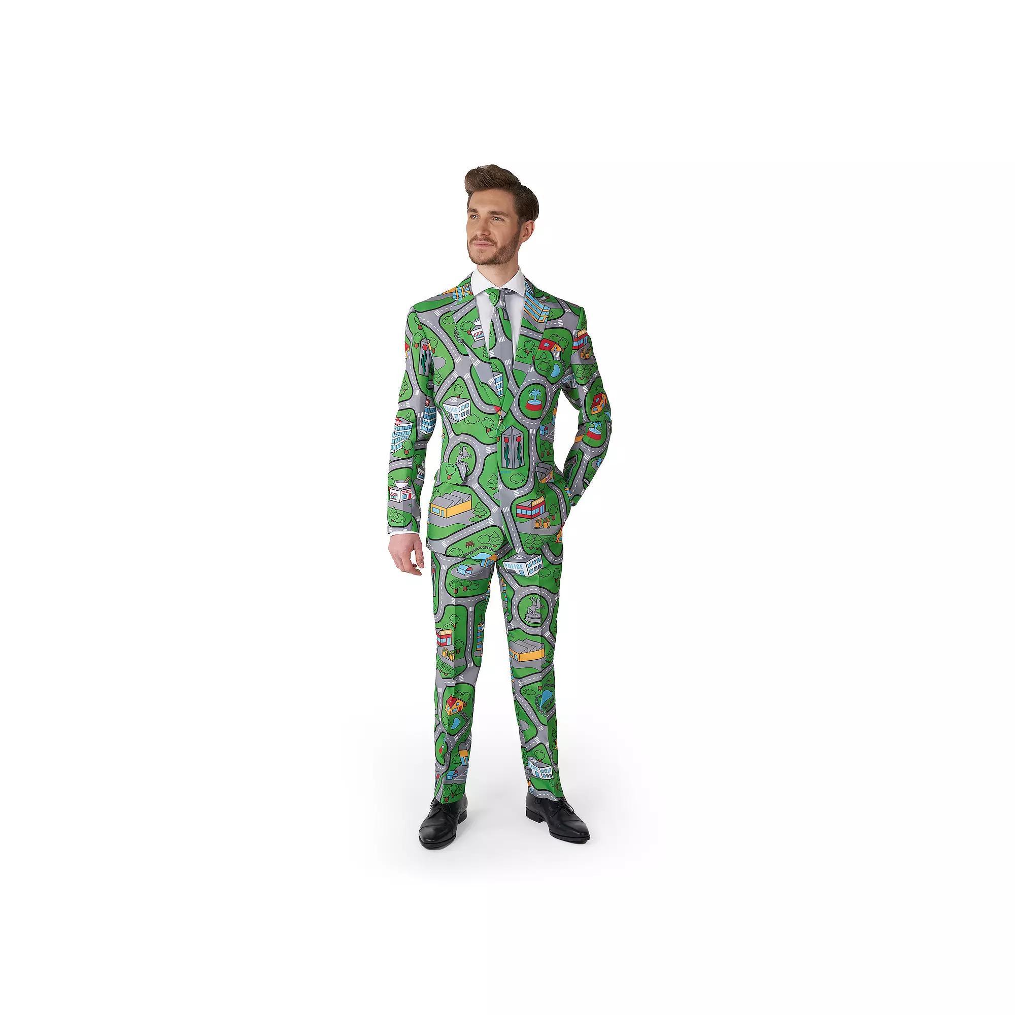 Men's Suitmeister Carpet City Green Blazer, Pants & Tie Suit Set, Size: Medium Product Image