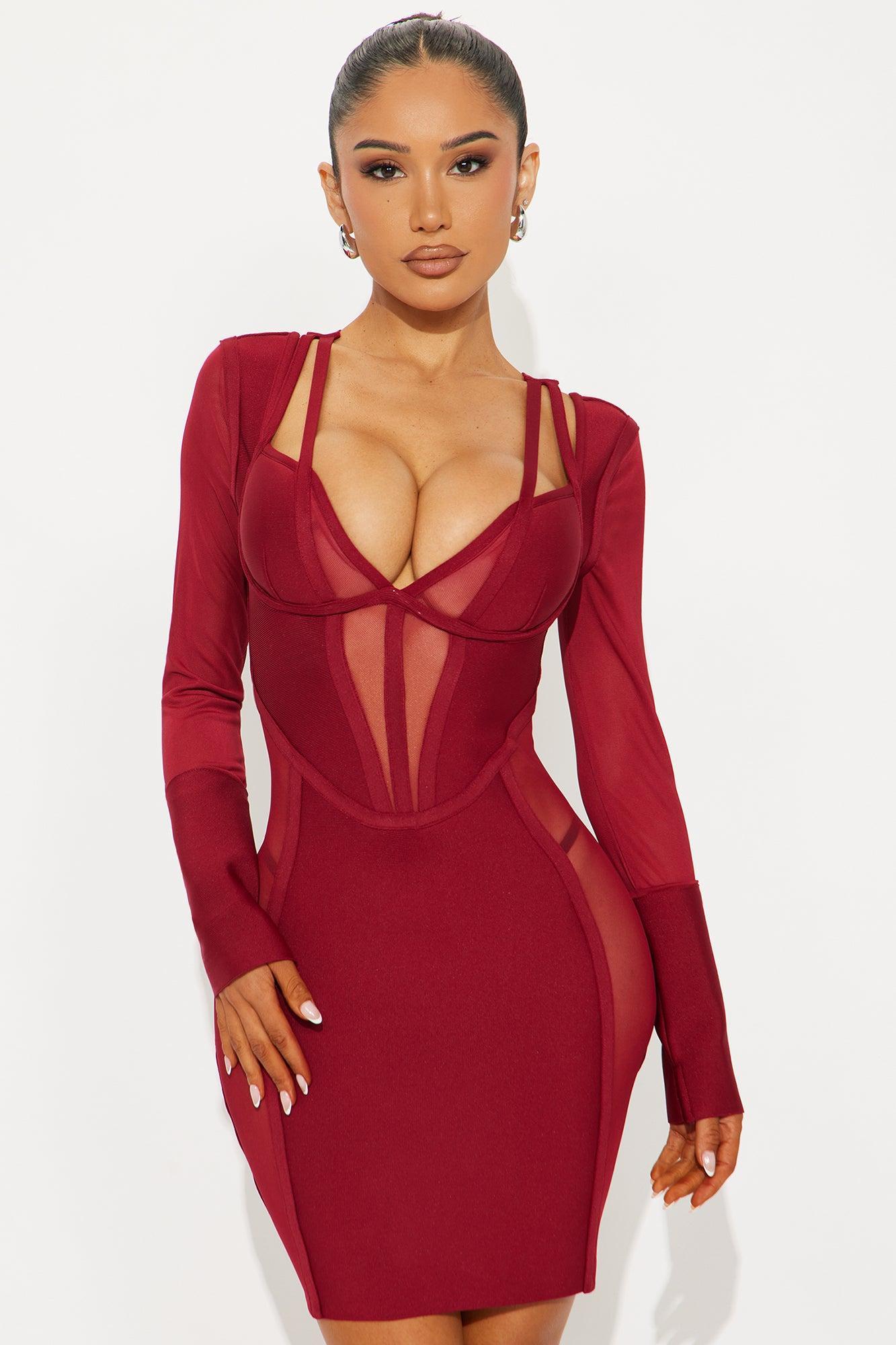 Tequila Nights Bandage Mini Dress - Wine Product Image
