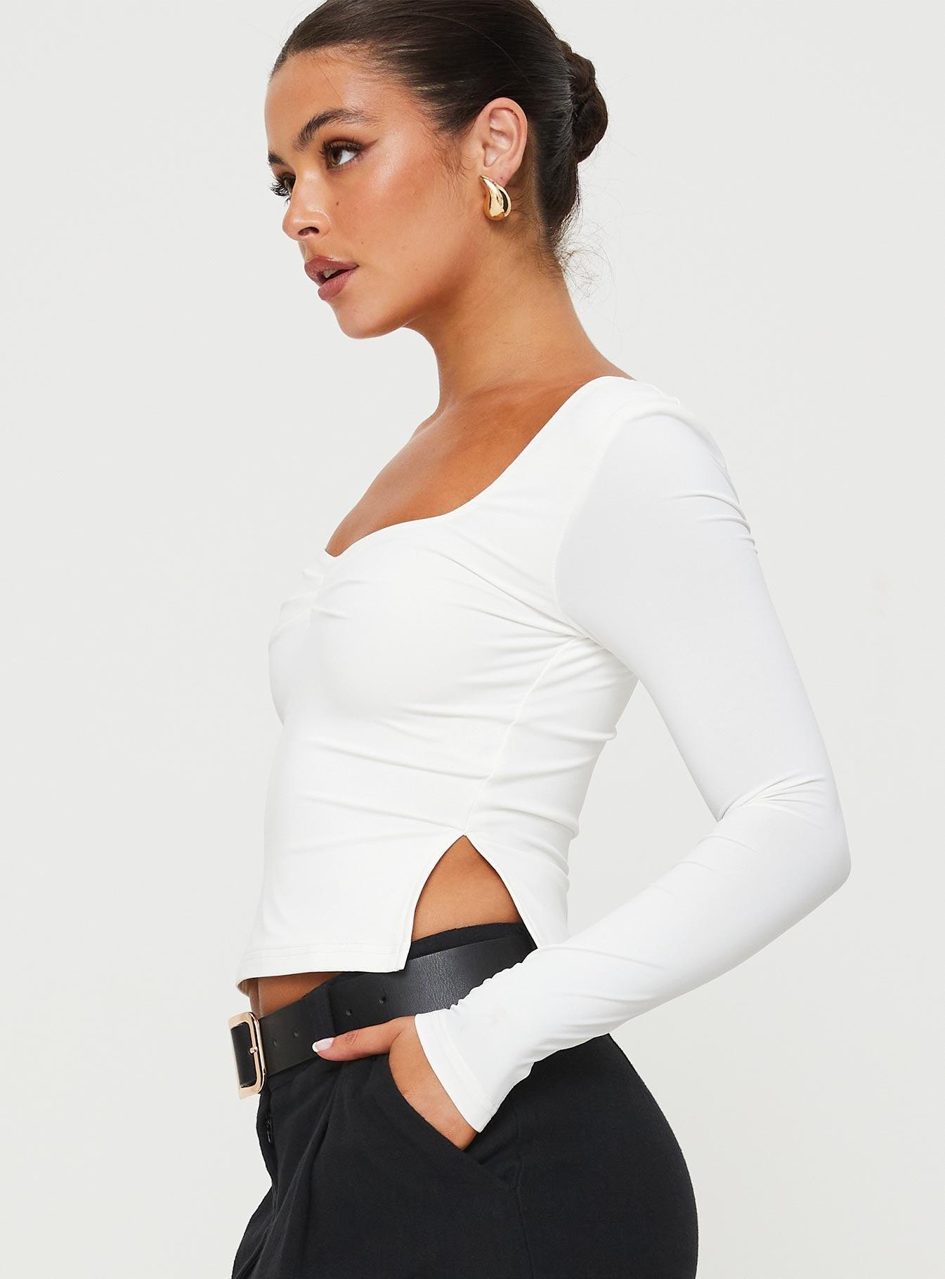 Rehna Long Sleeve Top White Product Image