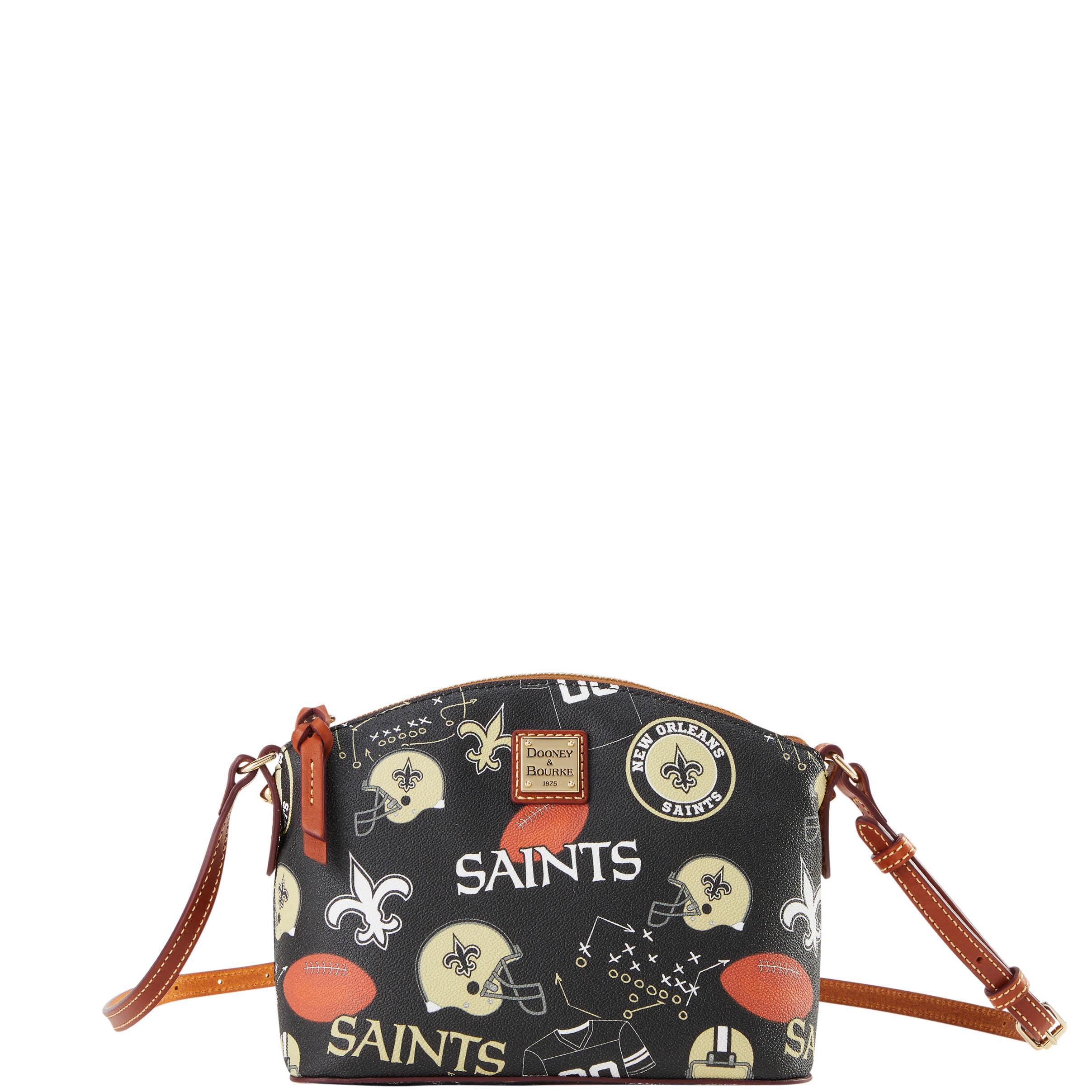 Dooney & Bourke Womens NFL Saints Suki Crossbody Coated Cotton Shoulder Bag in Black Product Image